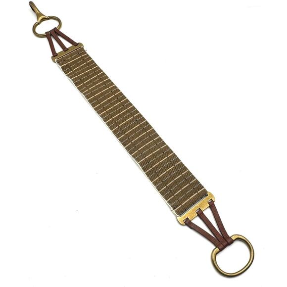 VINTAGE leather & elastic belt women\'s brass buckle/hook - SIZE SMALL main image 5